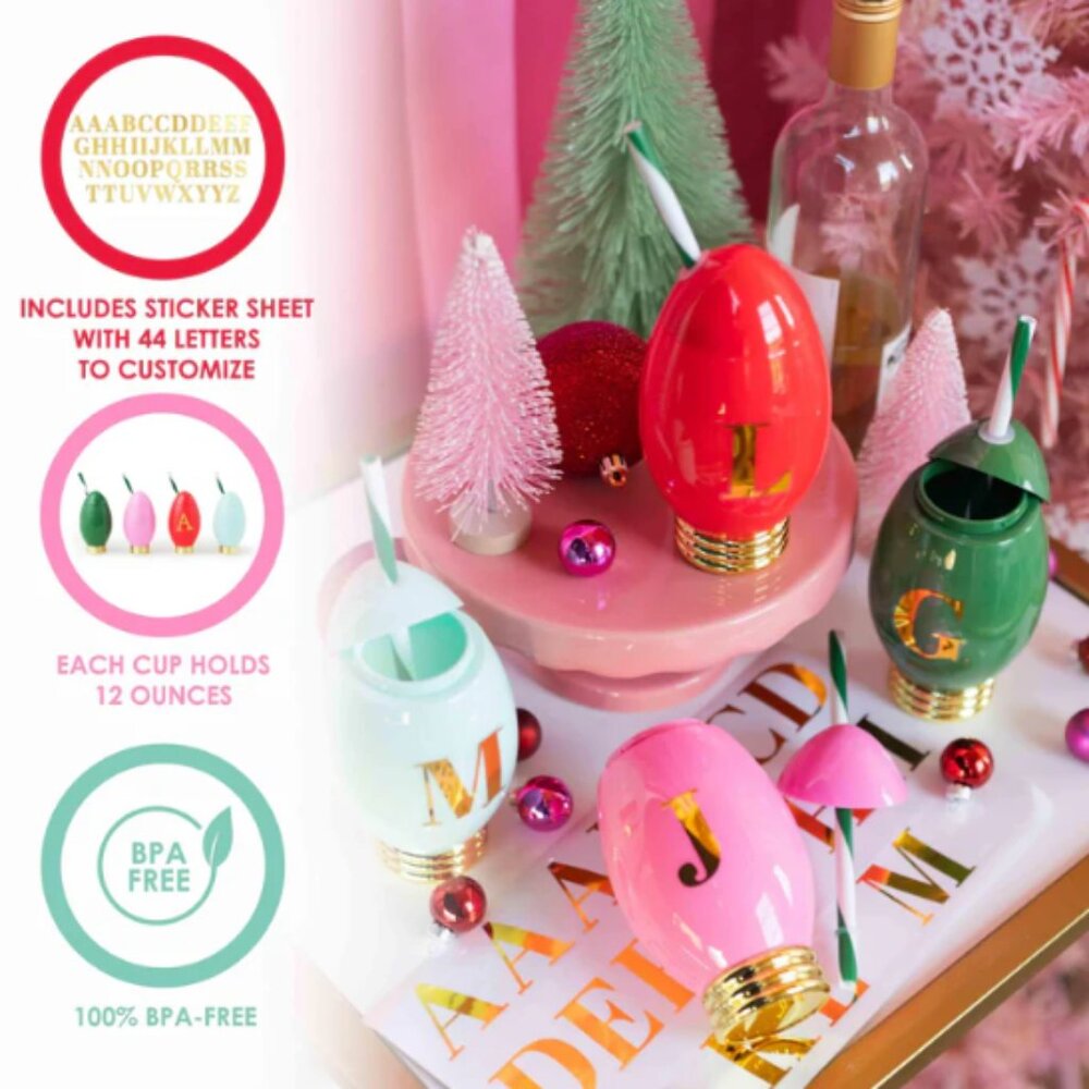 ❣️2/$36 NIB Packed Party Extra Bright Mini Light Sippers Party Cups Tumblers x4